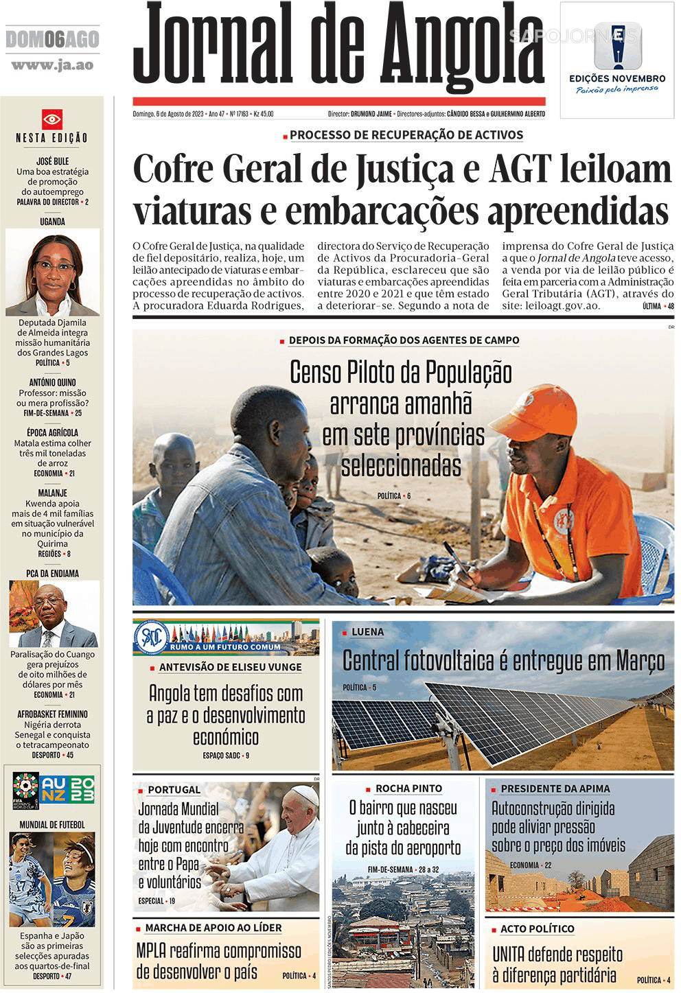 Jornal De Angola 6 Ago 2023 Jornais E Revistas Sapopt Última Hora E Notícias De Hoje 7131