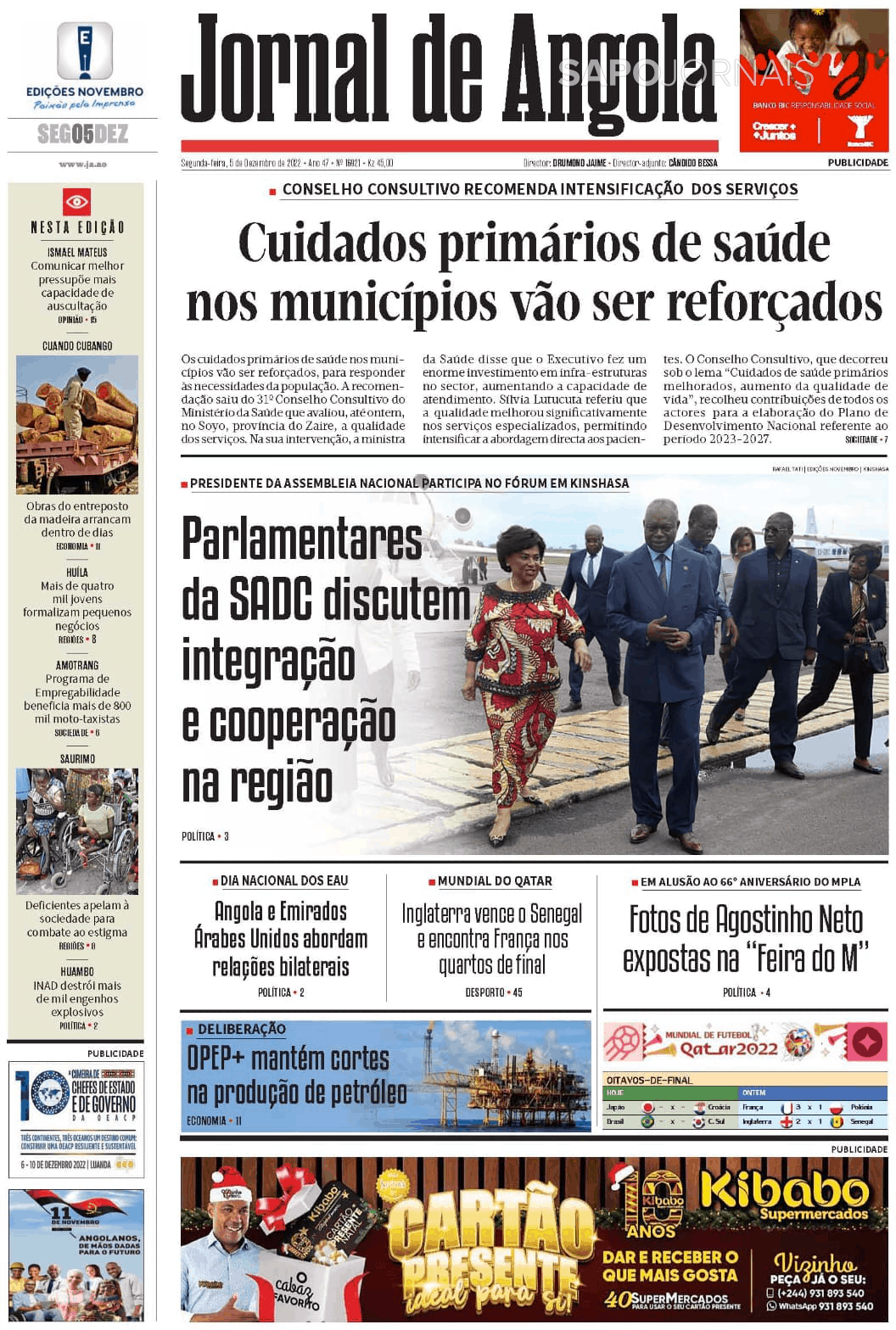 Jornal De Angola 5 Dez 2022 Jornais E Revistas Sapopt Última Hora E Notícias De Hoje 2582