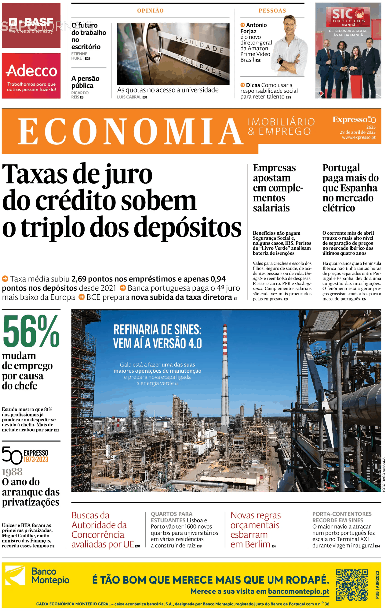 Expresso economia 28 abr 2023 jornais e revistas sapo pt ltima