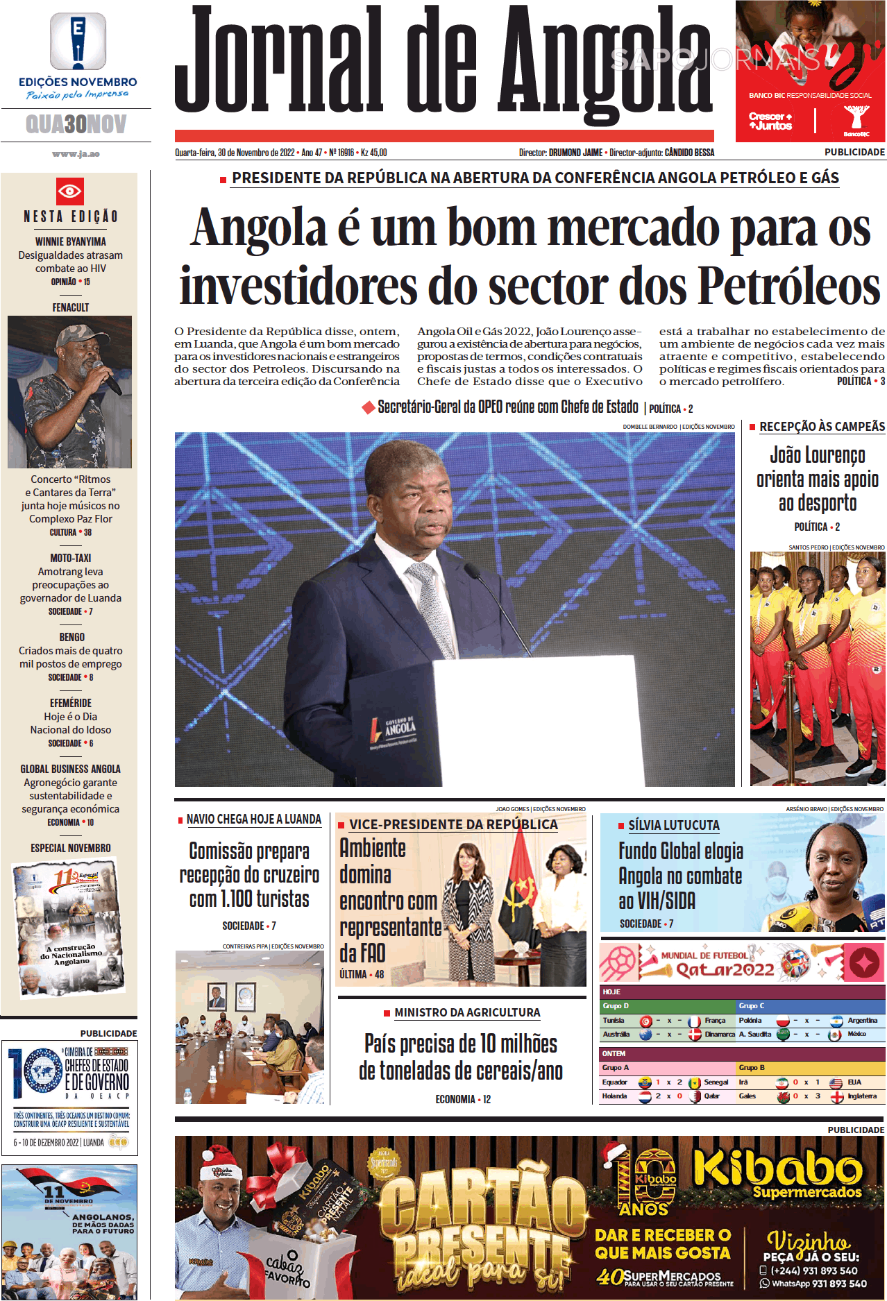 Jornal De Angola 30 Nov 2022 Jornais E Revistas Sapopt Última Hora E Notícias De Hoje 3723