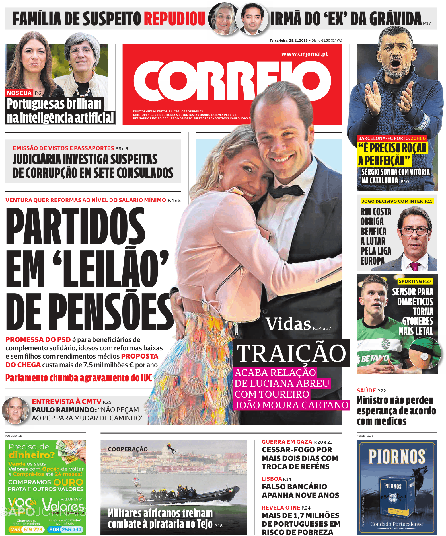 Correio Da Manhã 28 Nov 2023 Jornais E Revistas Sapopt Última Hora E Notícias De Hoje 4798