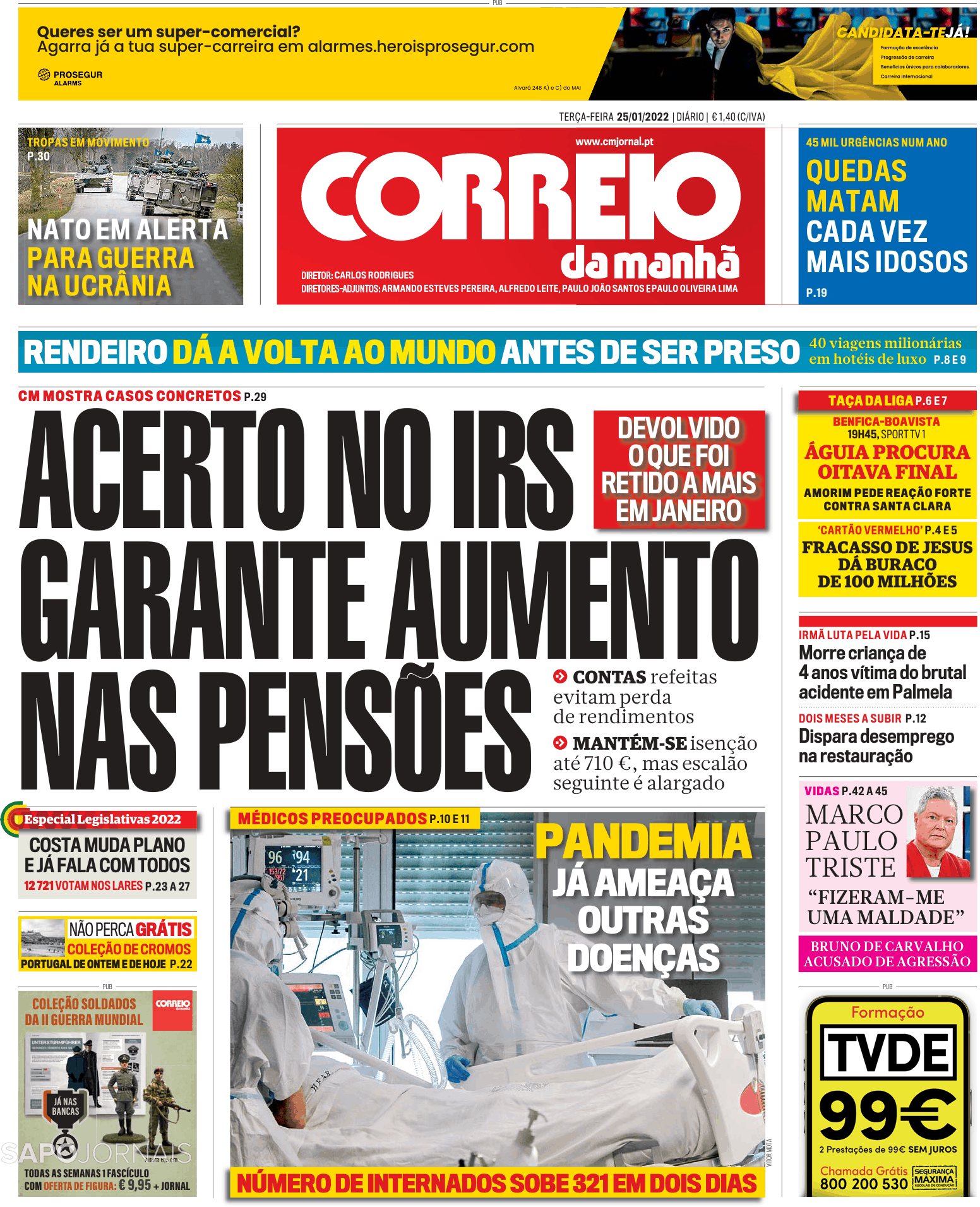 Correio Da Manhã 25 Jan 2022 Jornais E Revistas Sapopt Última Hora E Notícias De Hoje